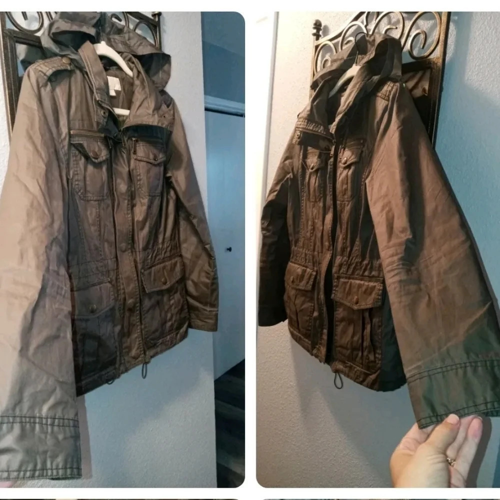 Michael Kors Hooded Parka Jacket lightweight Small outdoors minimalist Green - Picture 2 of 4